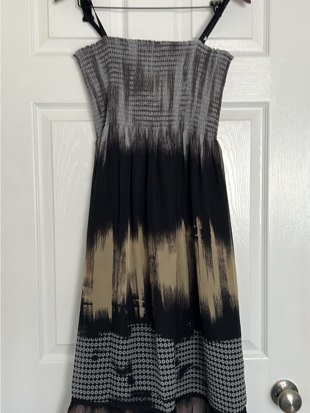 Peter Nygard Strapless Ombre Maxi Dress in Gray, Black & Beige